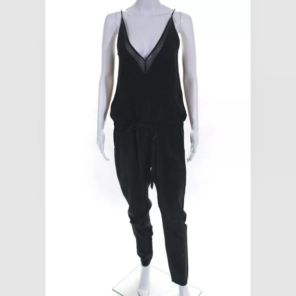 Mason spaghetti strap deep v drawstring jumpsuit charcoal grey size 2 - Picture 2 of 5